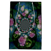 Rosa, weiße Perle, Blumenmandala Mittlere Geschenktüte (Rückseite)