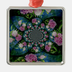 Rosa, weiße Perle, Blumenmandala Ornament Aus Metall