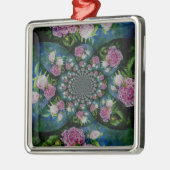 Rosa, weiße Perle, Blumenmandala Ornament Aus Metall (Links)