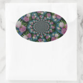 Rosa, weiße Perle, Blumenmandala Ovaler Aufkleber (Tasche)