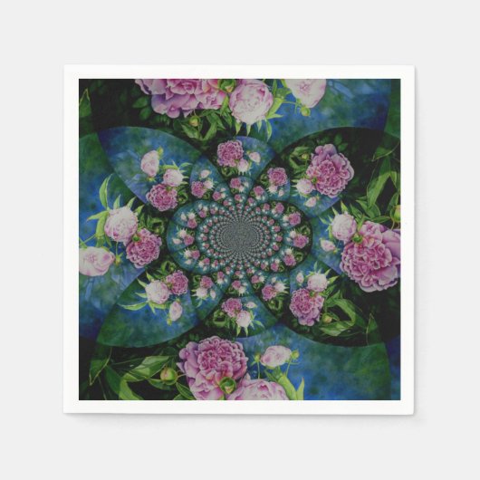 Rosa, weiße Perle, Blumenmandala Serviette (Vorderseite)