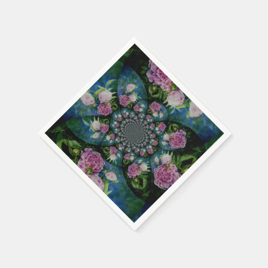 Rosa, weiße Perle, Blumenmandala Serviette (Ecke)