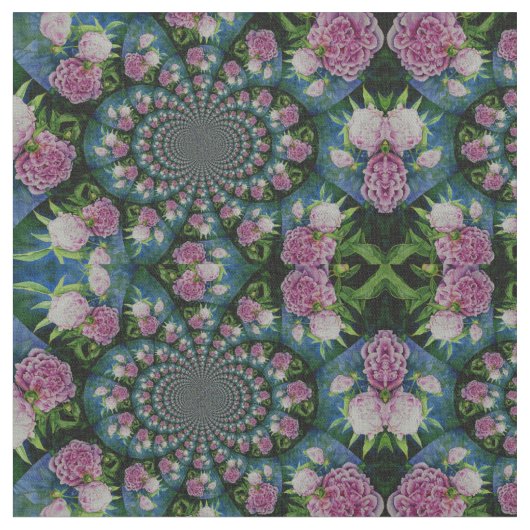 Rosa, weiße Perle, Blumenmandala Stoff (Nahaufnahme)