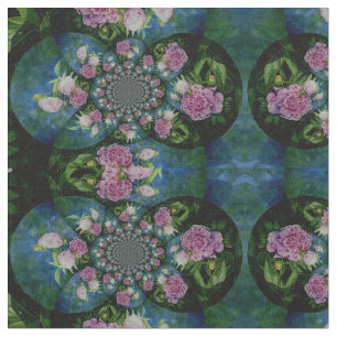 Rosa, weiße Perle, Blumenmandala Stoff