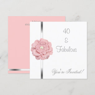 Rosa weiße Perlen-Blume Fabelhaft 40. Geburtstag Einladung