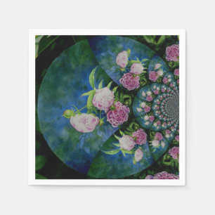 Rosa weiße Pfingstrose Blumige Wasserfarbe Mandala Serviette