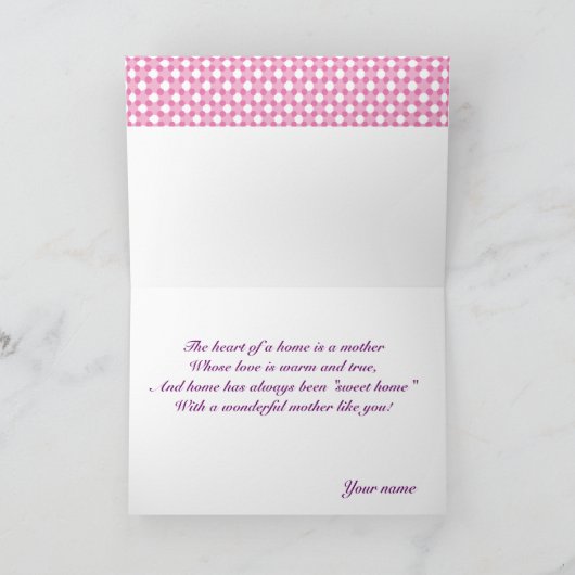 Rosa weiße Polka dot Mothers Day Grußkarte Karte (Innenseite)