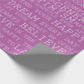 Rosa weiße positive Gedanken Inspirationswörter Geschenkpapier (Ecke)