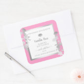 Rosa weiße Produktverpackungsetiketten Silberrahme Quadratischer Aufkleber (Umschlag)