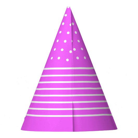 Rosa, weiße Punkte, Streifen Party Hut Partyhütchen (Rückseite)