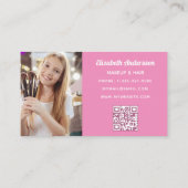 Rosa weiße Qr-Code-Foto Treuekarte (Rückseite)