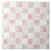 Rosa weiße Quadrate Fliese (Vorderseite)