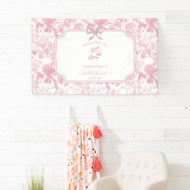 Rosa Weiße Rose Chinoiserie Brautparty Banner