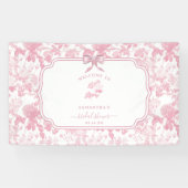 Rosa Weiße Rose Chinoiserie Brautparty Banner (Horizontal)