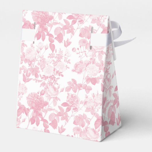 Rosa Weiße Rose Chinoiserie Brautparty Geschenkschachtel (Rückseite)