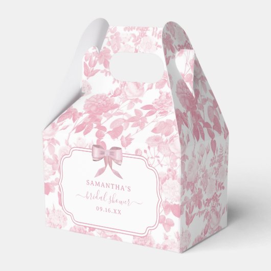 Rosa Weiße Rose Chinoiserie Brautparty Geschenkschachtel (Rückseite)