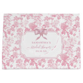 Rosa Weiße Rose Chinoiserie Brautparty Große Geschenktüte (Vorderseite)