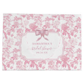 Rosa Weiße Rose Chinoiserie Brautparty Große Geschenktüte (Rückseite)