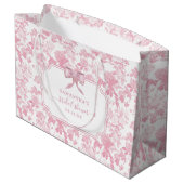 Rosa Weiße Rose Chinoiserie Brautparty Große Geschenktüte (Rückseite Schrägansicht)