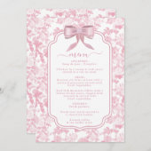 Rosa Weiße Rose Chinoiserie Brautparty Menükarte (Vorne/Hinten)