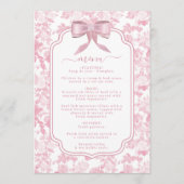 Rosa Weiße Rose Chinoiserie Brautparty Menükarte (Vorderseite)