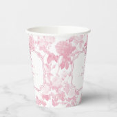 Rosa Weiße Rose Chinoiserie Brautparty Pappbecher (Links)