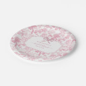 Rosa Weiße Rose Chinoiserie Brautparty Pappteller (Schrägansicht)
