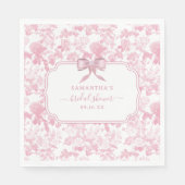 Rosa Weiße Rose Chinoiserie Brautparty Serviette (Vorderseite)