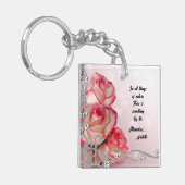 Rosa/Weiße Rose Schlüsselchaiñ Zitat Aristoteles Schlüsselanhänger (Vorderseite links)