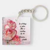 Rosa/Weiße Rose Schlüsselchaiñ Zitat Aristoteles Schlüsselanhänger (Rückseite)