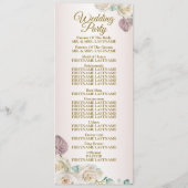 Rosa weiße Rose Wasserfarbe Grün Golden Hochzeit Programm (Rückseite)