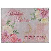 Rosa weiße Rosen auf Marmorboden Wasserfarbe Schneidebrett (Vorderseite)