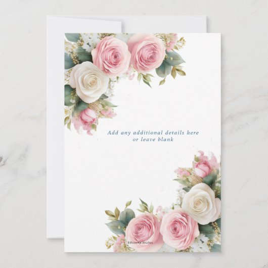 Rosa Weiße Rosen Babies Einladung zur Hochzeit (Rückseite)