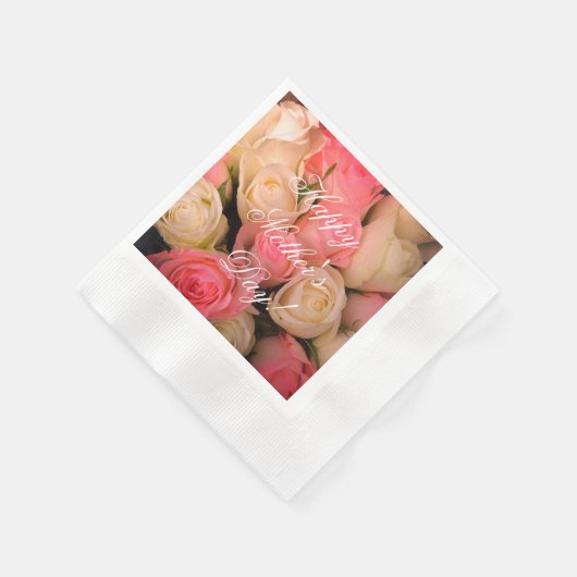 Rosa, weiße Rosen, benutzerdefinierter Text glückl Serviette (Ecke)