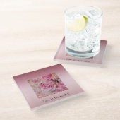 Rosa Weiße Rosen Schöne Momente Glasuntersetzer (Schrägansicht)