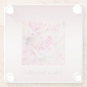 Rosa Weiße Rosen Schöne Momente Glasuntersetzer (Rückseite)