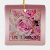 Rosa Weiße Rosen Schöne Momente Keramikornament (Vorderseite)