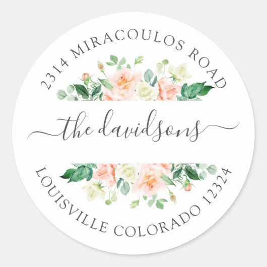 Rosa Weiße Rücksendeadresse Umschlag Aufkleber (Vorderseite)