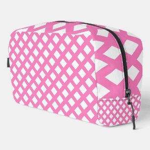 Rosa weiße Schachbrett-Diamant-Muster-Kulturtasche Waschbeutel