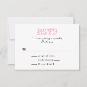 Rosa weiße Schlichte RSVP-Karten für Hochzeiten RSVP Karte