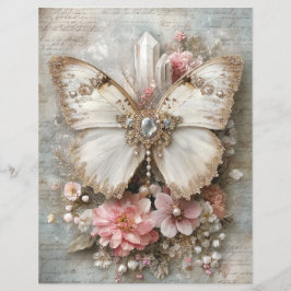 Rosa weiße Schmetterling-Junk-Journal-Scrapbook-Pa