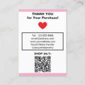 Rosa Weiße Schmuck Ohrringe Logo QR Code Visitenkarte (Rückseite)