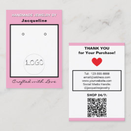 Rosa Weiße Schmuck Ohrringe Logo QR Code Visitenkarte