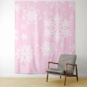Rosa weiße Schneeflocke Weihnachtskulisse Wandteppich (Beispiel)
