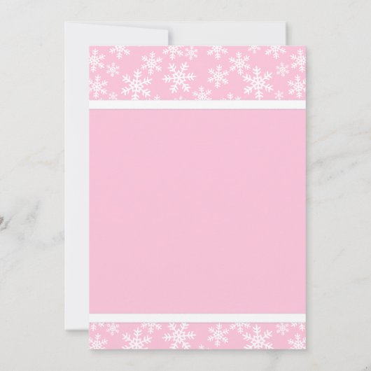 Rosa Weiße Schneeflocken Bow Winter ONEderland Einladung (Rückseite)