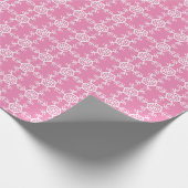 Rosa-weiße Schneeflocken Geschenkpapier (Ecke)
