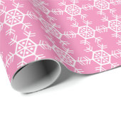 Rosa-weiße Schneeflocken Geschenkpapier (Rolleneckpunkt)