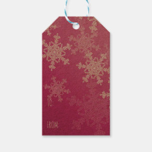 Rosa weiße Schneeflocken Minimalistische Weihnacht Geschenkanhänger