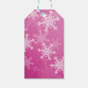 Rosa weiße Schneeflocken Minimalistische Weihnacht Geschenkanhänger