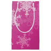 Rosa weiße Schneeflocken Minimalistische Weihnacht Kleine Geschenktüte (Vorderseite)
